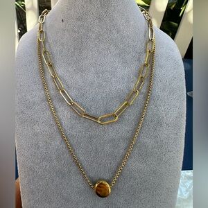 New Stainless Steel Elegant Gold Chain Necklace Set